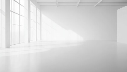 Poster - Bright White Room with Large Windows and Sunlight