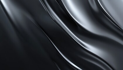 Fototapete - Dark Gray and Black Silky Fabric Drapes Abstract Background