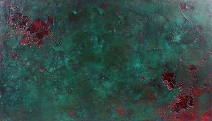 Poster - Dark Green And Red Rusty Metal Texture Background