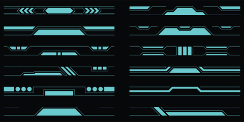 Aufkleber - Sci-fi futuristic hud elements dashboard display virtual reality technology screen elements. User Interface set. Statistics, Data information infographic. Vector illustration. Editable stroke