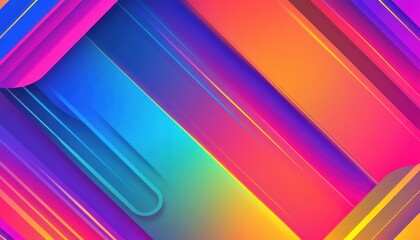 Poster - Vibrant Abstract Geometric Background with Dynamic Lines and Bright Gradient Colors