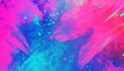 Poster - Vibrant Abstract Painting with Pink and Blue Brushstrokes