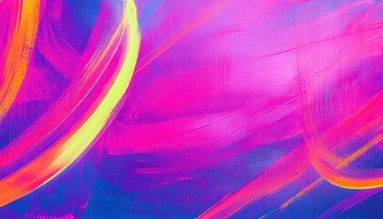 Poster - Vibrant Abstract Painting with Pink Purple and Blue Brushstrokes