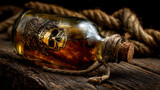 old pirate bottle of rum concept