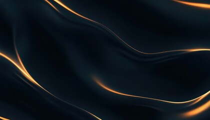 Fototapete - Abstract Dark Background with Flowing Gold Waves