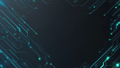 Leinwandbilder - Abstract Dark Background with Glowing Blue And Green Circuit Lines