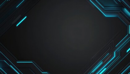 Fototapete - Abstract Dark Background with Glowing Blue Circuit Lines