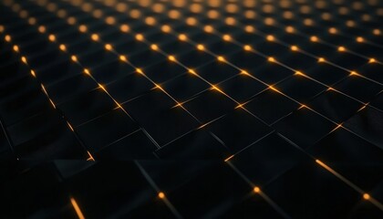 Aufkleber - Abstract Dark Grid of Glowing Orange Cubes