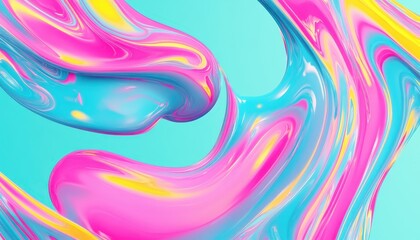 Aufkleber - Abstract Fluid Swirls Pink Blue Yellow Vibrant Background