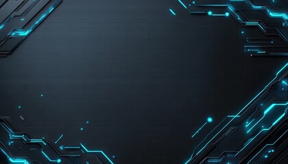 Fototapete - Abstract Futuristic Background with Glowing Blue Circuit Lines and Dark Texture