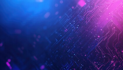 Aufkleber - Abstract Futuristic Circuit Board with Glowing Blue and Pink Lines