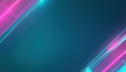 Aufkleber - Abstract Futuristic Background with Pink and Cyan Neon Lights and Geometric Lines