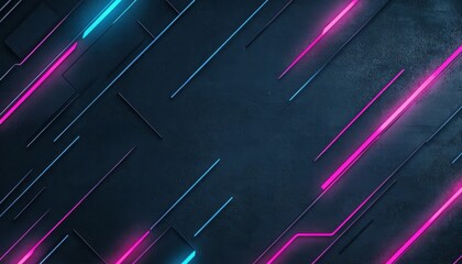 Poster - Abstract Geometric Background with Neon Pink and Blue Lines