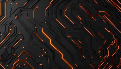 Leinwandbilder - Abstract Glowing Orange Circuit Board Texture