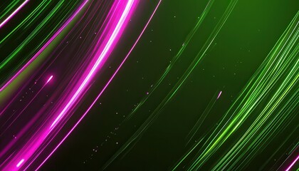 Aufkleber - Abstract Glowing Pink and Green Light Streaks on Dark Background
