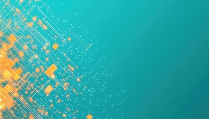 Poster - Abstract Gold Glitter on Turquoise Background