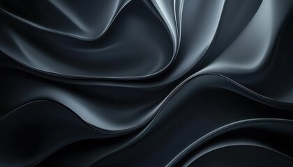 Poster - Dark Gray and Black Draped Silk Fabric Texture