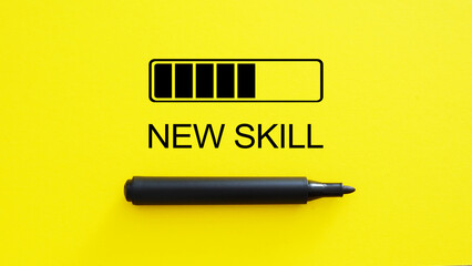 Poster - Upskilling and personal development concept. Skill training, education, learning, ability are shown by progress bar