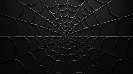 Poster - Intricate Black Spider Web Design on Dark Background Creating a Mysterious and Eerie Atmosphere