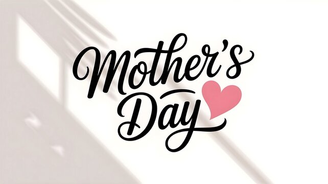 Happy Mother's Day with a heart shape on a white background