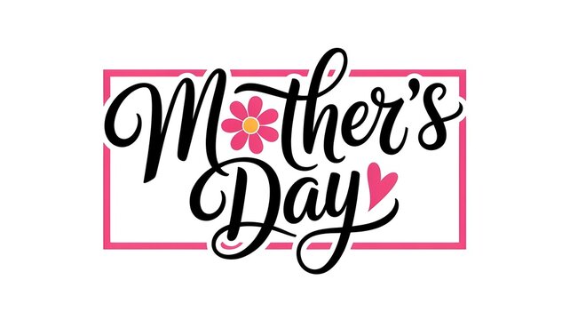 Happy Mother's Day with a heart shape on a white background