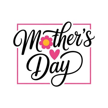 Happy Mother's Day with a heart shape on a white background