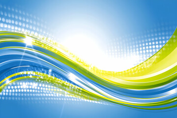Poster - Abstract wavy lines with bright colors and dots