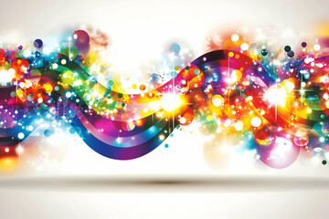 Poster - Abstract vibrant wavy background with colorful sparkles and lights