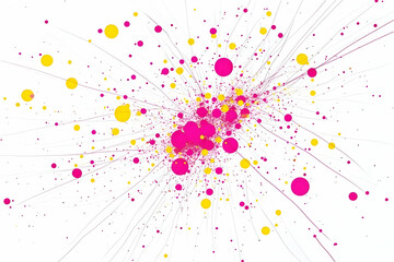 Poster - Abstract network of interconnected pink and yellow circles