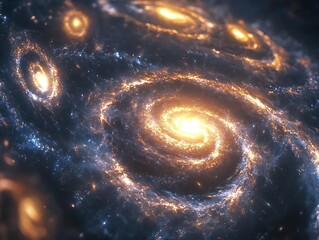 Poster - Spectacular cosmic symphony of swirling galaxies and astral wonderment