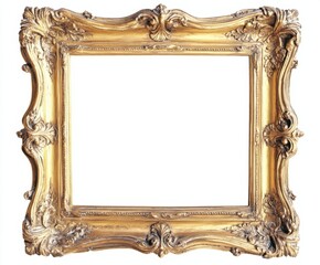 Poster - Ornate gold picture frame, isolated on white, perfect for adding your artwork or design.  A classic, elegant, and luxurious frame for any project. : Generative AI