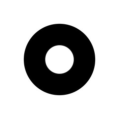 Poster - A black circle with a white circle inside creating a donut shape on a white background simple design art