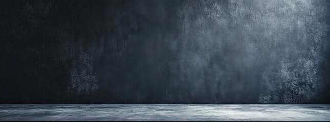 Leinwandbilder - Dark, textured concrete wall with a smooth, gray floor provides a dramatic, moody backdrop for product displays or graphic design projects. : Generative AI