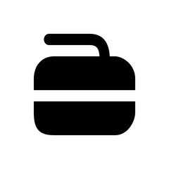 Poster - Illustration of a curling stone with a handle and a horizontal line across the middle in black color