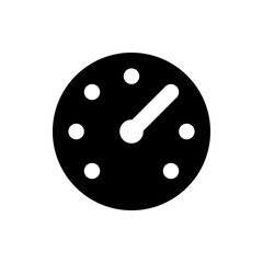 Poster - Illustration of a black clock face with six white dots and a white hand pointing to the right side