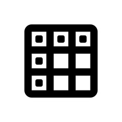 Poster - Black rounded square grid with smaller squares inside some filled and some empty on white background