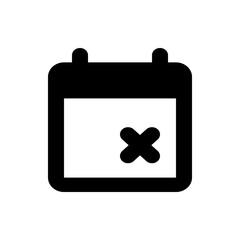 Poster - Black calendar icon with rounded corners and a bold x mark in the center of the white space inside the calendar