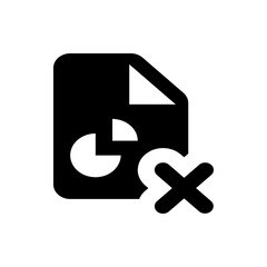 Poster - Black file icon with a folded corner and a pie chart shape and a white x mark in the lower right corner