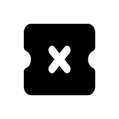 Poster - Black ticket with rounded corners and a white cross mark in the middle of the rectangular shaped object