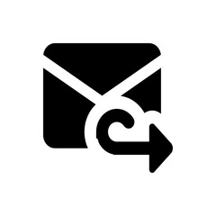 Poster - Black and white graphic of an envelope with a curved arrow pointing to the right side of the image frame
