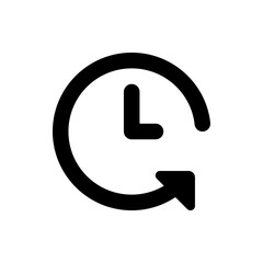 Poster - Illustration of a black clock with an arrow indicating time travel or history on a white background view