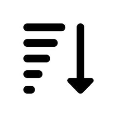 Aufkleber - Descending list with bullet points and a downward arrow indicating sorting or ordering direction shown here