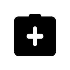 Poster - Black medical box with a white plus sign centered on the front suggesting health and first aid supplies