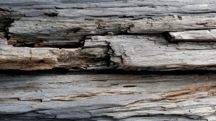 Aufkleber - Close-up view of weathered, gray wood planks showing significant texture and cracks, ideal for rustic backgrounds or design projects. : Generative AI