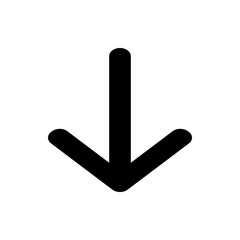 Poster - A simple downward pointing arrow in black with rounded edges on a plain white background image viewable now