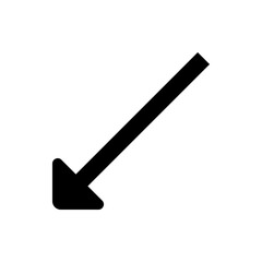 Poster - A simple black arrow pointing diagonally downwards on a white background with a clear and distinct design