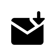Poster - Illustration of a black email envelope with a downward pointing arrow indicating downloading process