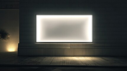Aufkleber - Illuminated storefront window at night, blank signage, urban setting, perfect for advertisement or branding mockups. : Generative AI