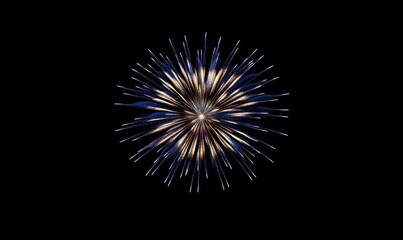 Aufkleber - A vibrant firework display explodes in a mesmerizing burst of purple, gold, and blue sparks against a deep black night sky, creating a stunning visual spectacle. : Generative AI