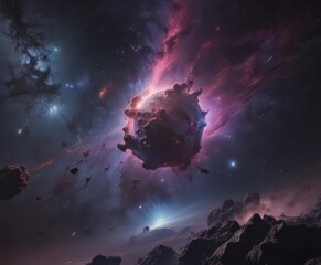 Wall Mural - vast, star-strewn cosmic void, swirling nebulae, galactic, light years, pulsar